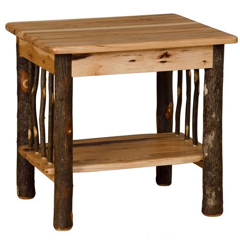 Rustic Hickory and Oak End Table Amish Made in USA - Rustic Table ...