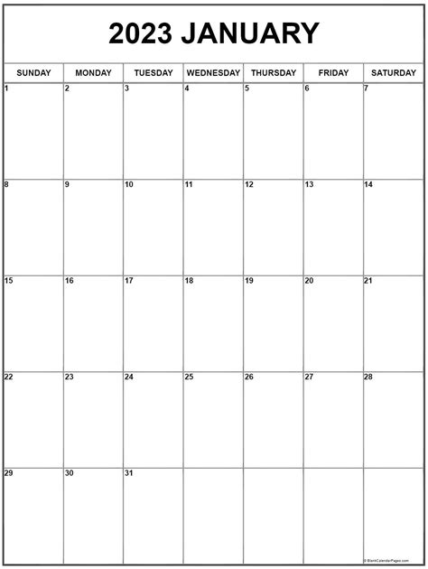 January 2023 Free Printable Calendar