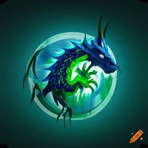 Blue/green dragon logo with initials o.e
