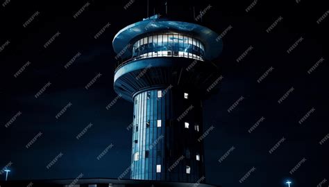 Premium AI Image | airport control tower at night airport control tower ...