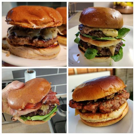 Bacon cheeseburger, pork&bacon burgers with fried onion, and a bigger ...