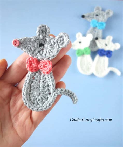 Mouse Applique, Free Crochet Pattern - GoldenLucyCrafts