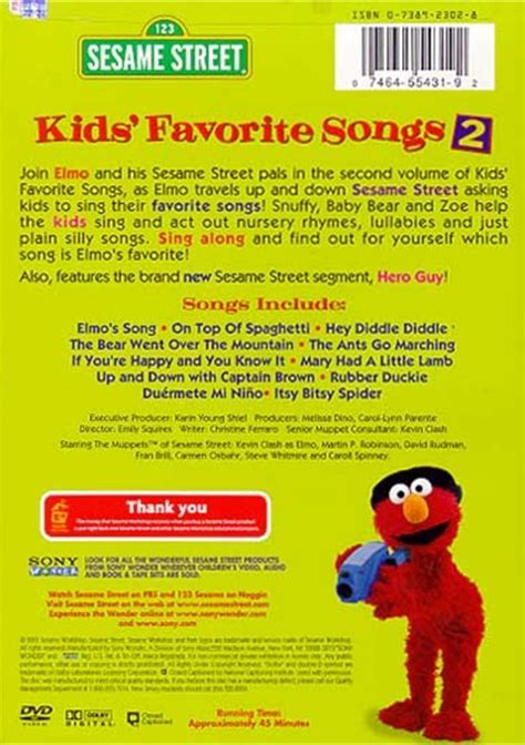 Sesame Street Kids 039 Favorite Songs 2 DVD 2001 | eBay