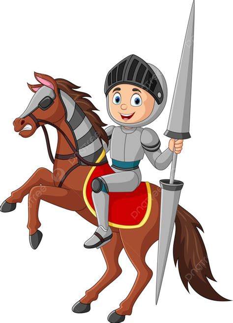 Cartoon Knight Riding A Horse With Lance, Prince, Roman, Helmet PNG and Vector with Transparent ...