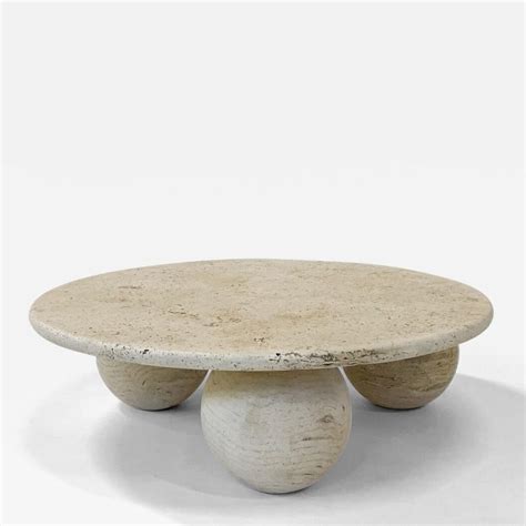 Contemporary Modern Round Travertine Coffee Table