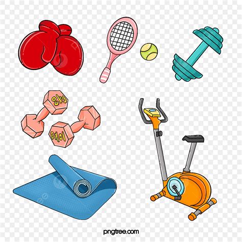 Fitness Equipment Clipart Vector, Cartoon Colorful Fitness Equipment, A Set Of Martial Arts ...