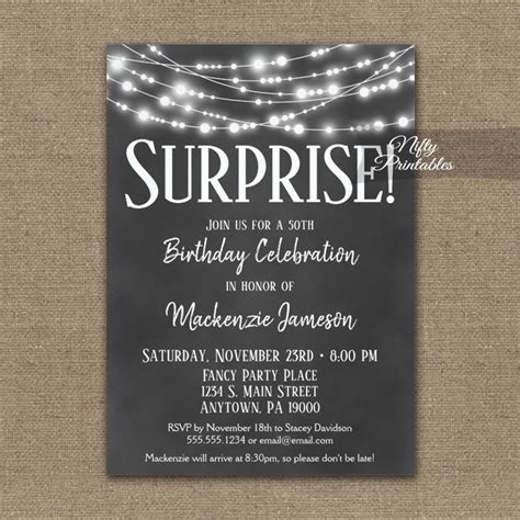 Surprise Birthday Invitations Chalk