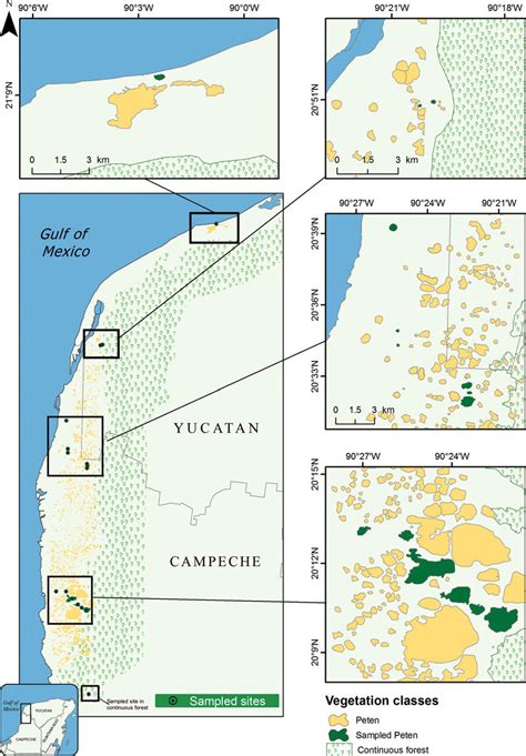 Distribution map of the 15 fragments sampled (dark-green) located in... | Download Scientific ...