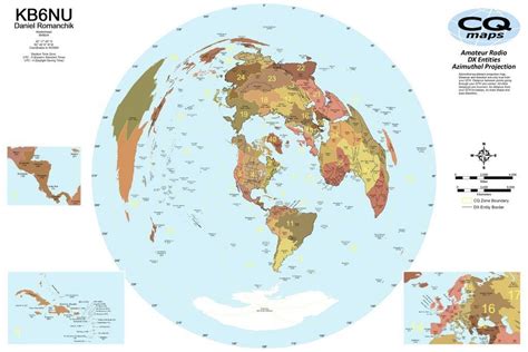 Azimuthal projection map a nice addition to my shack