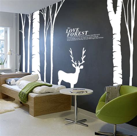 Large birds birch tree buck wall stickers, Forest Wall Decal home decor decoration wts008-in ...