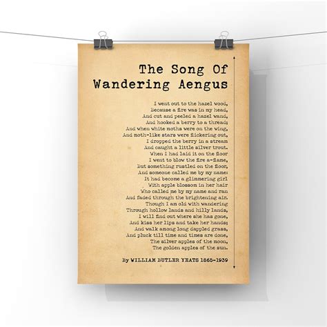 The Song of Wandering Aengus Poem by William Butler Yeats - Etsy