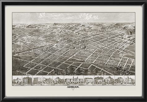 Adrian MI 1866 Restored Map | Vintage City Maps