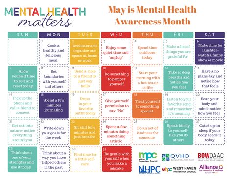 “Mental Health Matters” May Calendar — Alliance for Prevention and Wellness