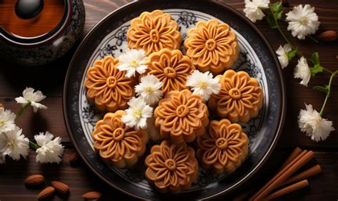 Premium Photo | Traditional chinese moon cake midautumn festival ...