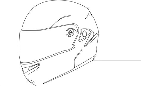 Continuous one line drawing Motorcycle helmet with clipping path. Single line draw design vector ...