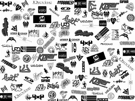 Download A Black And White Photo Of Many Different Logos Wallpaper | Wallpapers.com