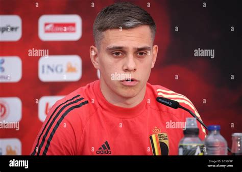 Belgium's Leandro Trossard pictured during a press meeting of the ...