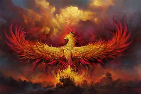 fire phoenix bird god rebirth fantasy Living room home wall art decor ...