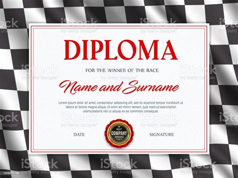 Diploma Certificate Race Sport Winner Stock Illustration - Download Image Now - Go-cart, Award ...