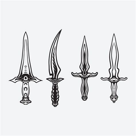 Set sword drawing 3477045 Vector Art at Vecteezy