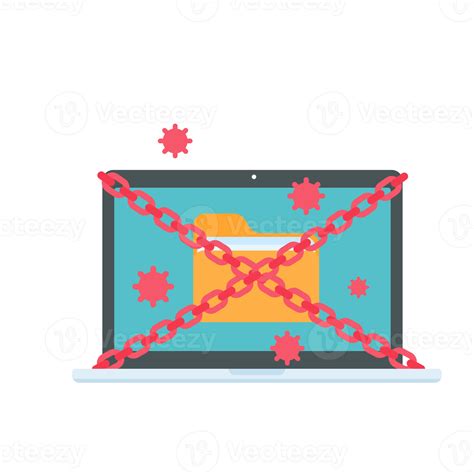 Computer with red screen. The concept of ransom computer virus infection from email 14605358 PNG