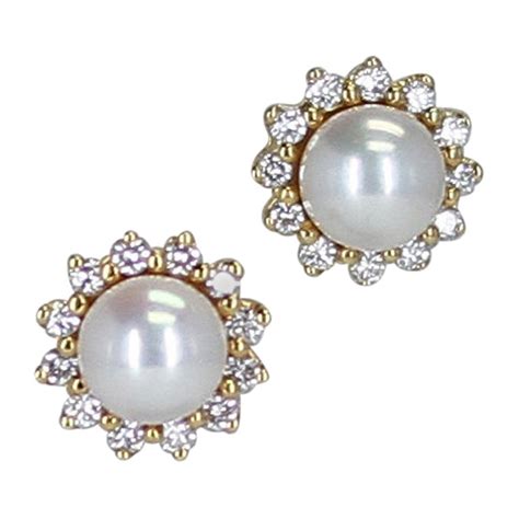 Tiffany and Co. Pearl and Diamond Earrings For Sale at 1stDibs