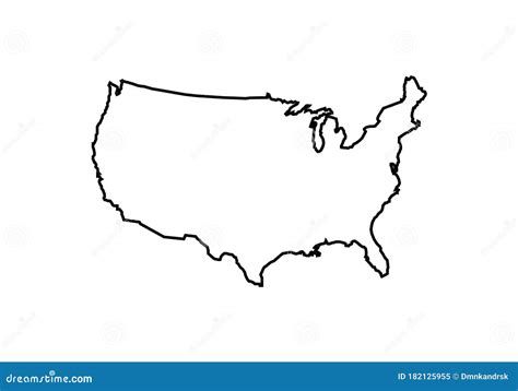 USA Outline Map National Borders Country Shape Stock Vector ...