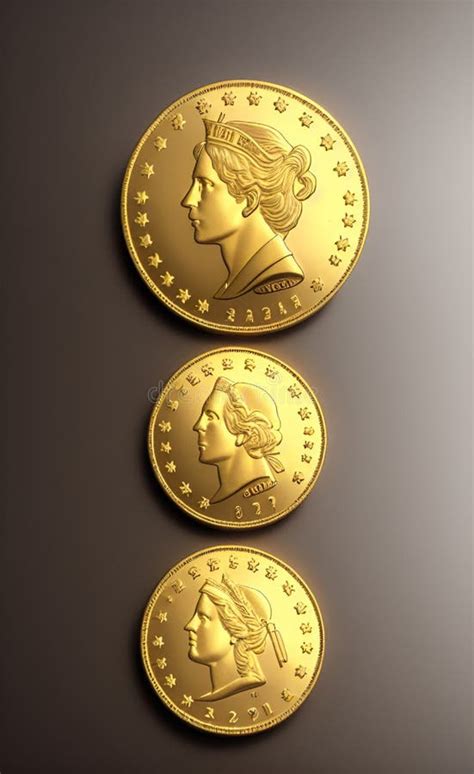 Gold Coins in Different Sizes Stock Illustration - Illustration of kenz ...