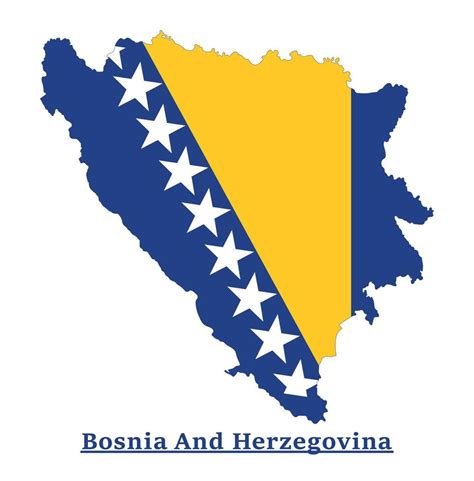 Bosnia And Herzegovina National Flag Map Design, Illustration Of Bosnia Country Flag Inside The ...