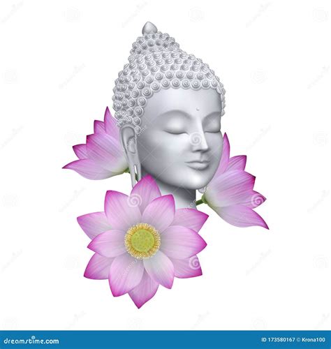 Buddha Face with Pink Lotus Flower Print Stock Vector - Illustration of ...