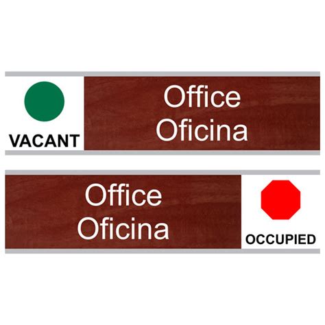 Office - Oficina (Vacant/Occupied) Sliding Engraved Sign EGRB-485-SLIDE-WHTonCNMN