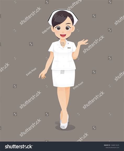 Cartoon Woman Doctor Nurse White Uniform Stock Vector (Royalty Free) 1346813225 | Shutterstock