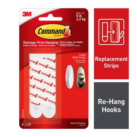 Command Large Refill Adhesive Strips for Wall Hooks, White, Damage Free ...