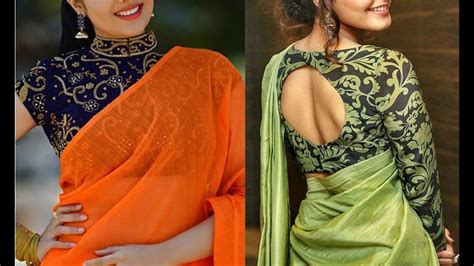 Blouse designs 2019 for plain saree – 19 Best Plain saree images | Saree blouse designs, Saree ...