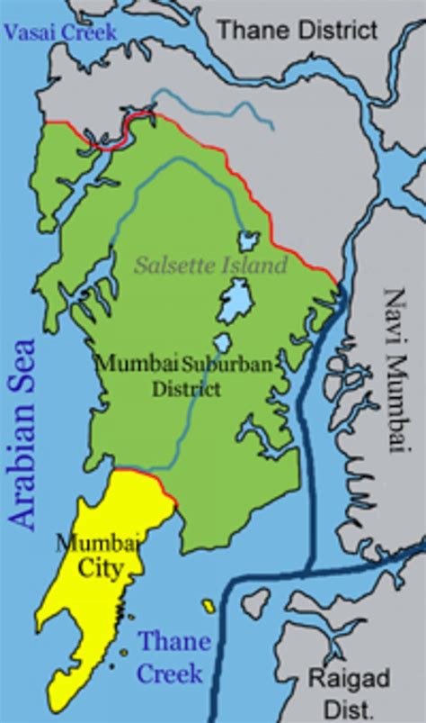 Map of Mumbai - Bombay neighborhood: surrounding area and suburbs of ...