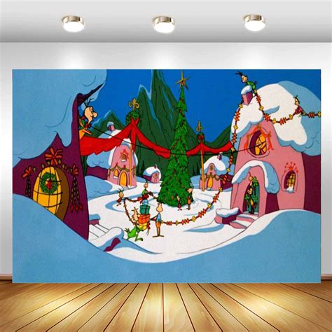 Buy Cartoon Background The Grinch Backdrop Christmas Theme Party Supplies Decorations Photograph ...