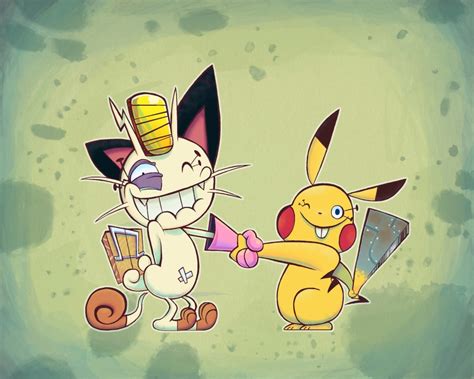 meowth and pikachu by Gashi-gashi on DeviantArt