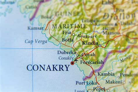 Geographic Map of Guinea with Capital Conakry City Stock Photo - Image ...