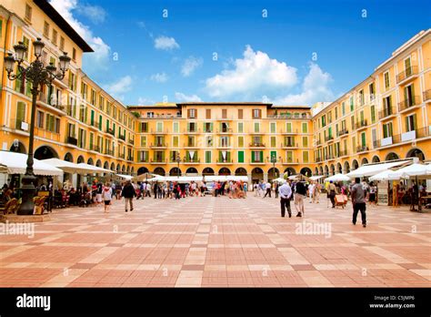 Majorca Plaza Mayor Major in Palma de Mallorca at old city downtown ...