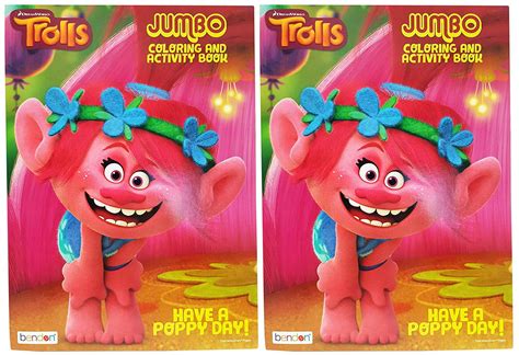 Set of 2 Dreamworks Trolls "Have a Poppy Day" Jumbo Coloring Book! Tear ...