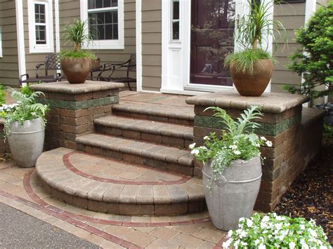 Domenico Brick Paving and Landscaping | Front porch steps, Front yard landscaping, Porch steps