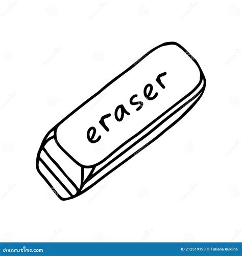 Hand-draw Black Vector Illustration of Eraser Rubber Item with ...