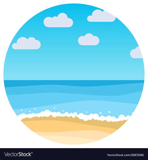 Landscape with summer beach in circle Royalty Free Vector