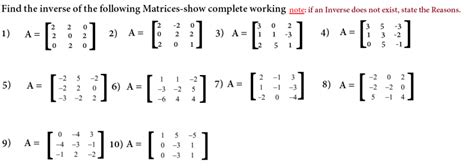 Worksheets On Inverse Matrix