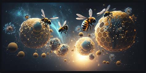 Honey Bee in Outer Space Space Fantasy Stock Photo - Image of gold, orange: 273237988