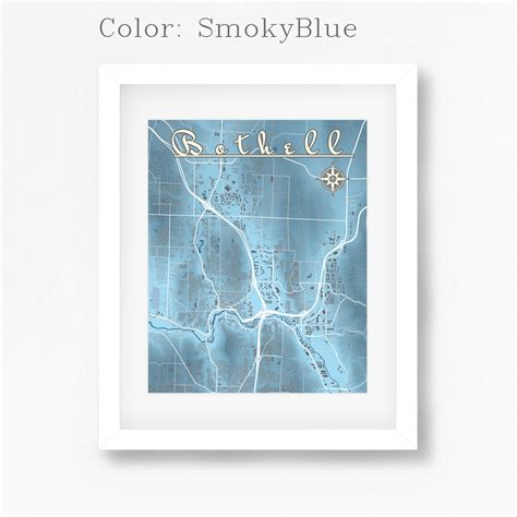 Bothell Washington Map With Streets Water Hills Buildings. - Etsy