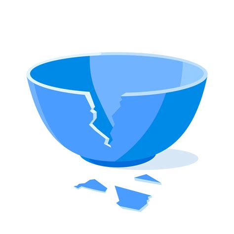 Broken blue bowl flat style design vector illustration isolated on ...