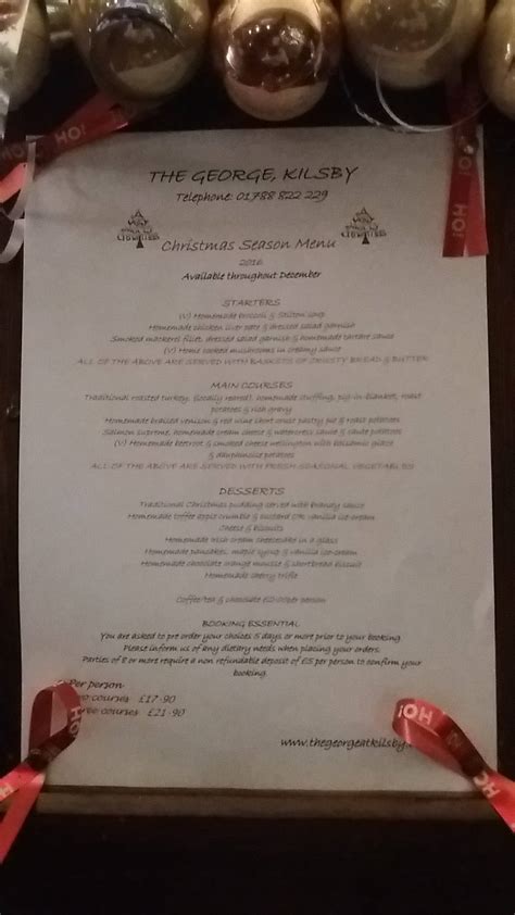 Menu at The George at Kilsby pub & bar, Kilsby, Watling St