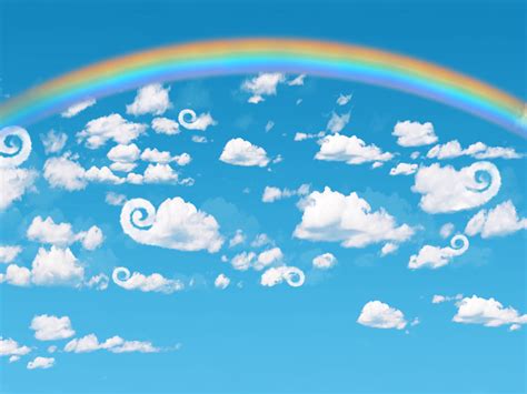 Cartoon Sky Background With Rainbow For Photoshop (Clouds-And-Sky ...