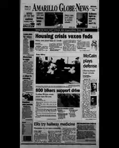 Amarillo Globe News Newspaper Archives, Oct 27, 2008, p. 1